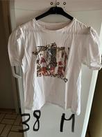 T-shirt met print, Kleding | Dames, T-shirts, Wit, Zo goed als nieuw, Korte mouw, Ophalen