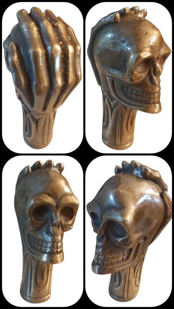 Canne de marche - Bronze patiné - Mémento mori, Divers, Bâtons de marche