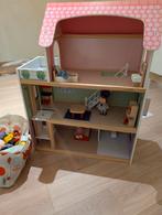 Houten Poppenhuis (ZGAN) + Grote set meubels & popjes, Kinderen en Baby's, Speelgoed | Poppenhuizen, Ophalen, Poppenhuis