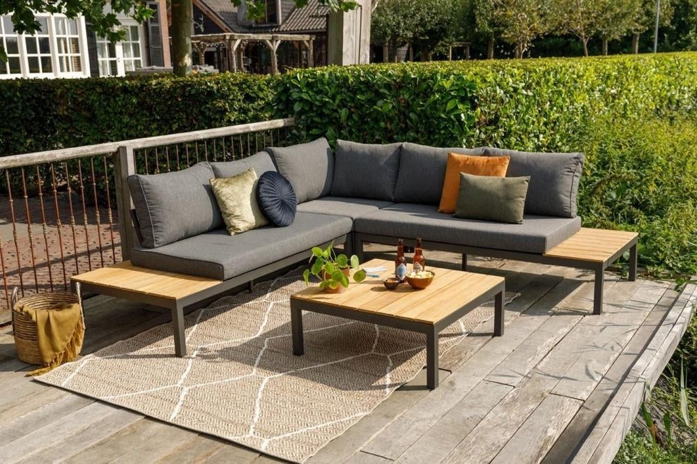 Exotan Woood Loungeset Teak (incl kussens) – antraciet, Enlèvement, Aluminium, Sets de jardin