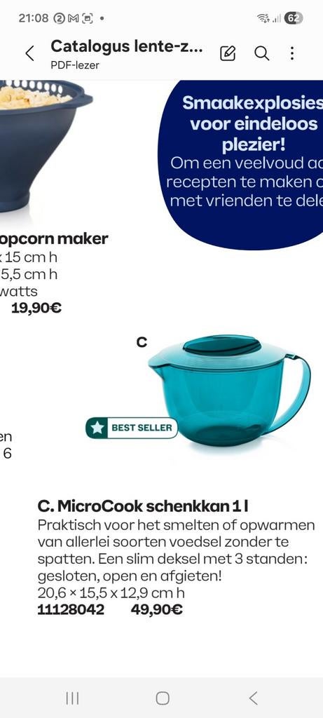Nieuwe microcook schenkkan van tupperware 1 liter, Maison & Meubles, Cuisine| Tupperware, Enlèvement ou Envoi, Neuf