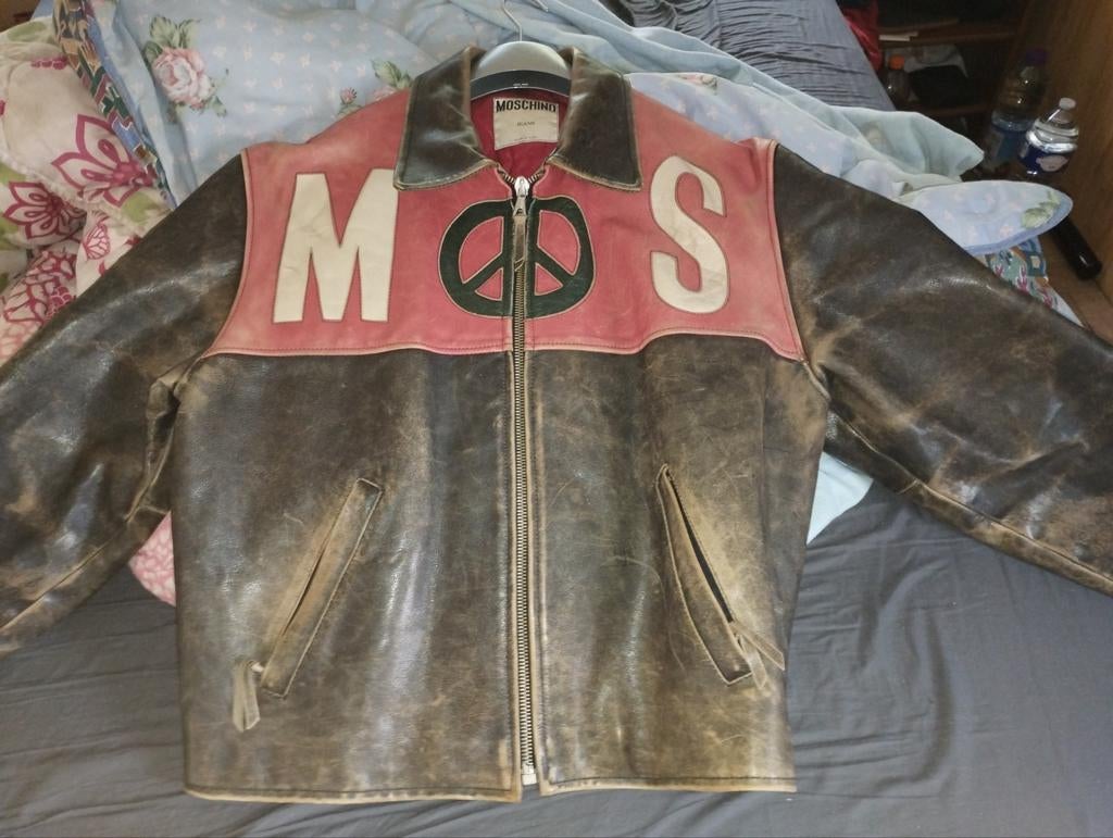 Veste en cuir Org Moschino. Vintage, Enlèvement ou Envoi