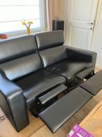 Tweezit in zwart leder met electrische relaxen, Huis en Inrichting, Ophalen, Zo goed als nieuw, Leer