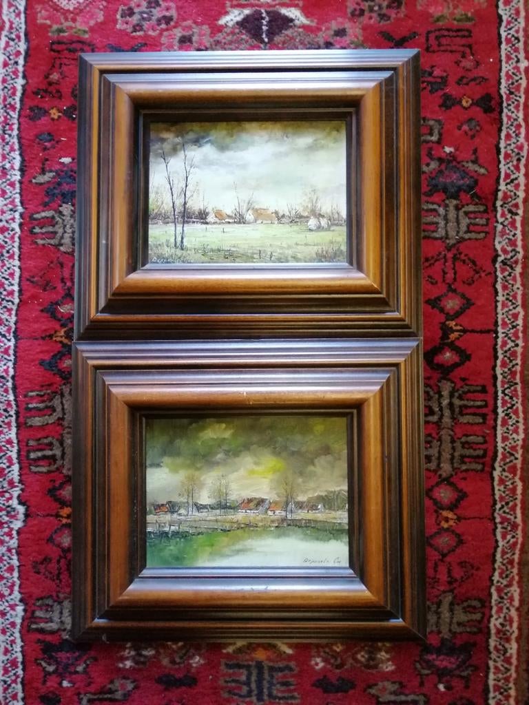 2 schilderijen gesigneerd Depoorter Georges, Antiquités & Art, Art | Peinture | Classique, Enlèvement ou Envoi