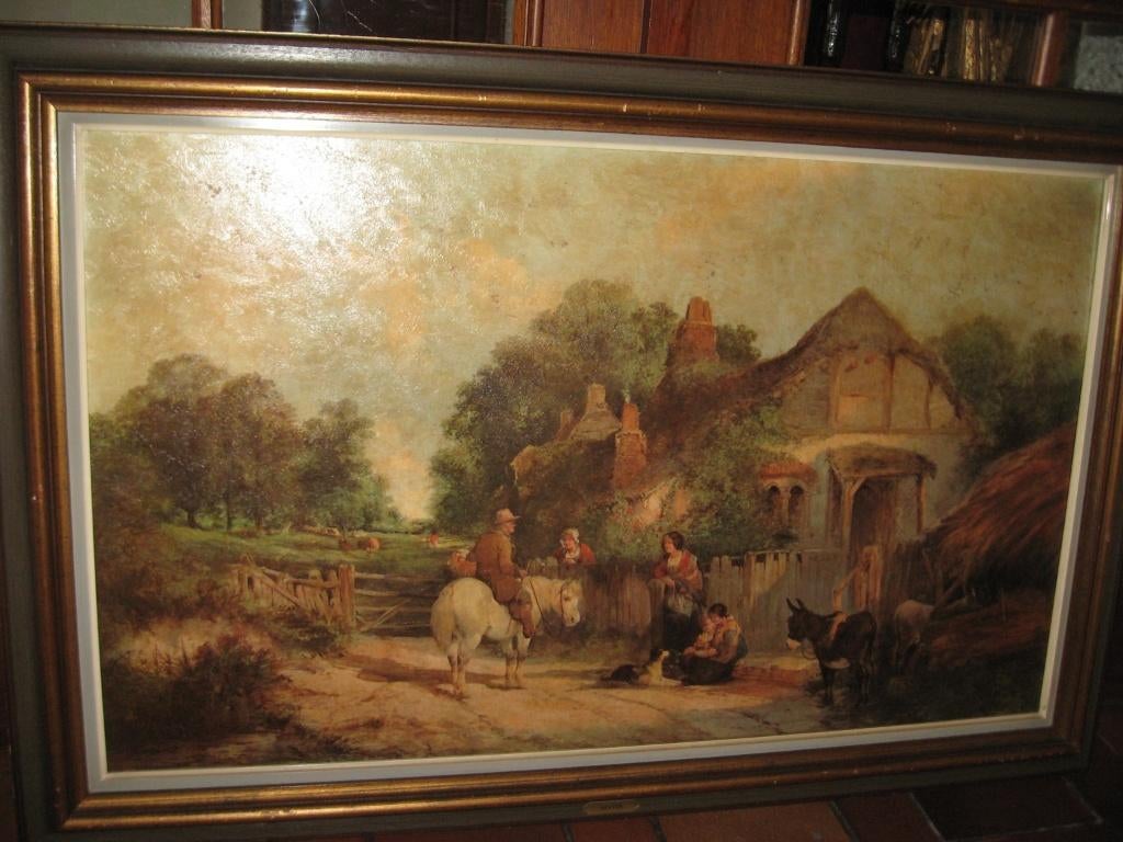 *Prachtig groot gesigneerd antiek schilderij met mooie kader, Antiek en Kunst, Ophalen of Verzenden