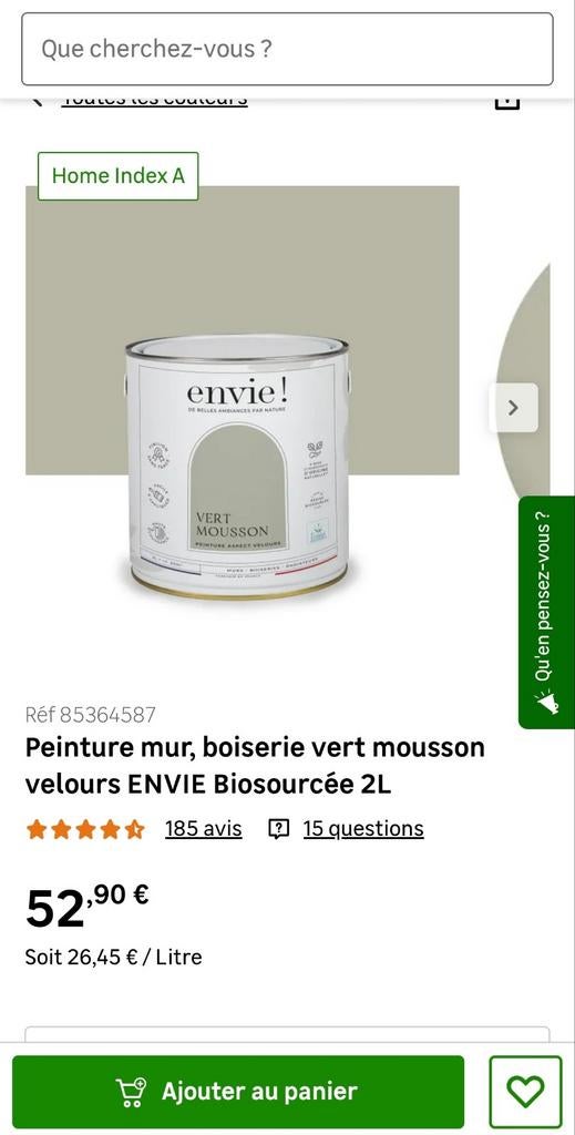 Peinture envie vert mousson, Bricolage & Construction, Enlèvement, Vert, Peinture