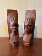 Serre-livres en bois sculpté – têtes africaines (paire), Antiquités & Art, Afrique, Bois, 20 - 50 cm, Femme