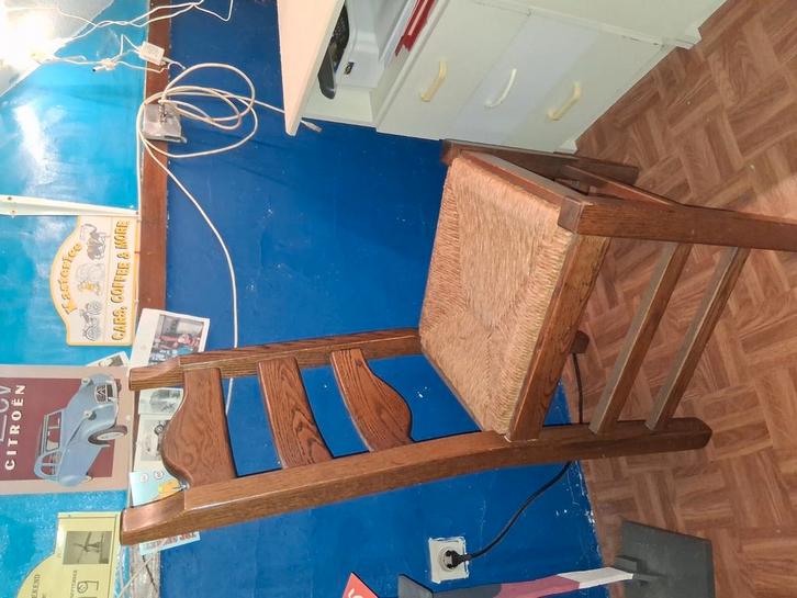 6 massief eiken stoelen met rietzitting, Huis en Inrichting, Stoelen, Zo goed als nieuw, Ophalen