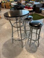 Table haute & tabourets de bar Vintage, Avec repose-pieds, 2 tabourets, Enlèvement, Utilisé