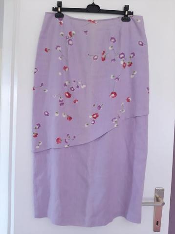 Belle longue jupe droite en lin 46 