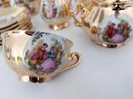 Antiek Karlsbad jwk gold demitasse scenic tea set, Antiek en Kunst, Antiek | Porselein, Ophalen of Verzenden