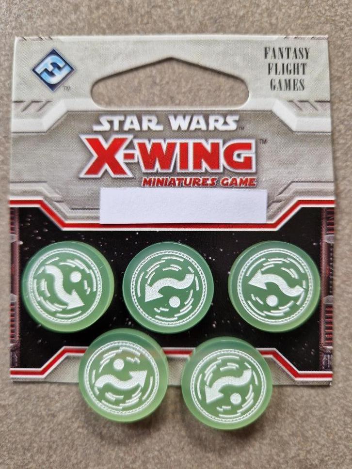 Star Wars X-Wing Miniaturen 5 Evade-tokens van acryl FFG, Hobby en Vrije tijd, Gezelschapsspellen | Bordspellen, Zo goed als nieuw