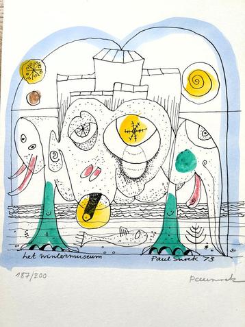 PAUL SNOEK - Het Wintermuseum - Lithografie - 27 x 36cm  beschikbaar voor biedingen