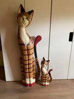 Massieve houten kattenbeelden (kopjes te restaureren), Antiek en Kunst, Kunst | Beelden en Houtsnijwerken, Ophalen