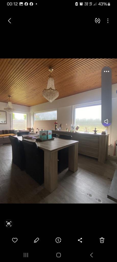 Eetplaats + dressoir + buffetkast + lederen stoelen, Huis en Inrichting, Complete eetkamers, Nieuw, 4 tot 6 stoelen, Ophalen