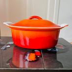 Vintage ovenschaal met deksel / cocotte, type Le Creuset, Huis en Inrichting, Gietijzer, ?, Zo goed als nieuw, Koekenpan of Braadpan