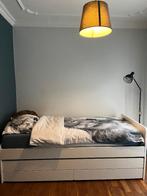 Eenpersoonsbed met matras - uittrekbaar én met 2 lades, Ophalen, Eenpersoons, Wit, Zo goed als nieuw