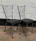 s/2 Vintage stoelen zwart 1970s, Huis en Inrichting, Metaal, Twee, Gebruikt, Ophalen of Verzenden