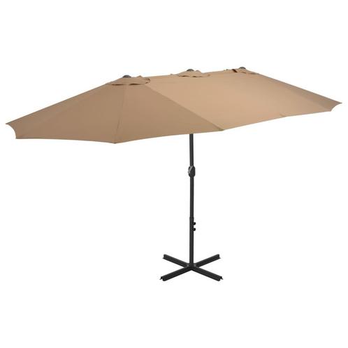 Parasol met aluminium paal 460x270 cm taupe, Tuin en Terras, Tuinmeubel-accessoires, Nieuw, Ophalen of Verzenden