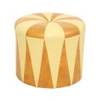 Ronde Vintage Poef Bruin Beige Tweekleurig Skai Sixties, Minder dan 50 cm, Gebruikt, Rond, Minder dan 50 cm