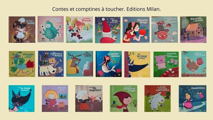 Lot de 20 contes et comptines à toucher. Editions Milan, Boeken, Sprookjes en Fabels, Zo goed als nieuw, Ophalen