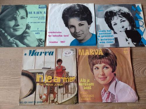 LOT: 5 oude SINGLES van MARVA: KNOKKE 1967-CANZONISSIMA, CD & DVD, Vinyles Singles, Utilisé, Single, En néerlandais, 7 pouces