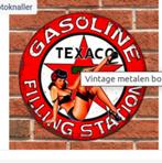 Vintage metalen bord rond Texaco Gasoline (20cm), Huis en Inrichting, Verzenden, Nieuw