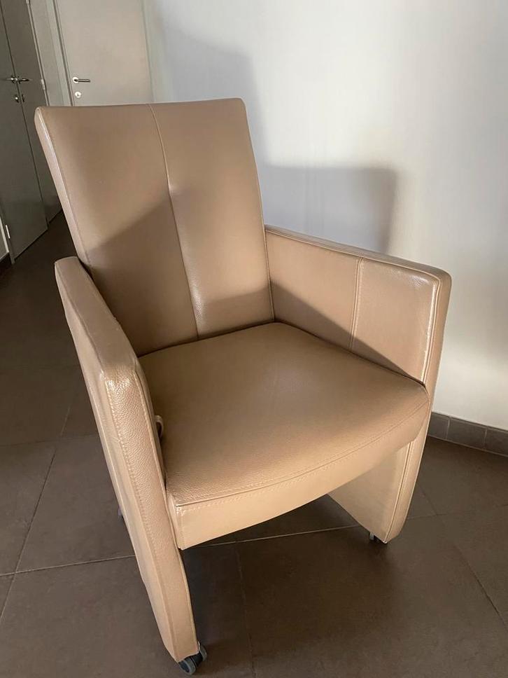 Lederen Eetkamerstoelen, Maison & Meubles, Chaises, Comme neuf, Cinq, Six Chaises ou plus, Cuir, Autres couleurs, Enlèvement