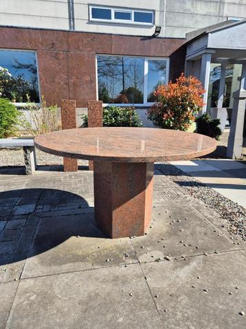 Ronde tafel graniet 3 cm (multicolor red), Huis en Inrichting, Tafels | Eettafels, Ophalen, Overige materialen, Rond, Zo goed als nieuw