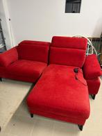 Rode zetel met relax, Huis en Inrichting, Ophalen, Tweepersoons, Zo goed als nieuw, Rechte bank