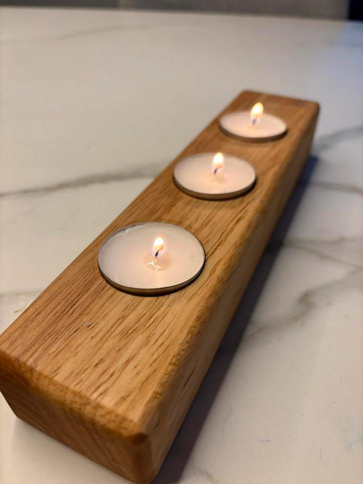 Theelicht houder uit rubberwood, Huis en Inrichting, Woonaccessoires | Kandelaars en Kaarsen, Nieuw, Kaars, 25 tot 50 cm, Hout
