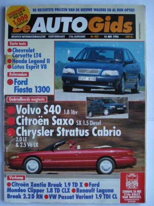 AutoGids 433 Chrysler Stratus Cabrio Citroën Xantia Corvette, Boeken, Auto's | Folders en Tijdschriften, Gelezen, Algemeen, Verzenden