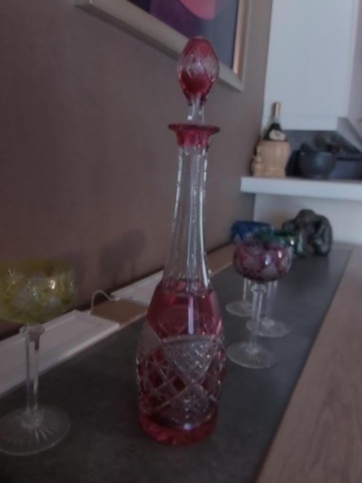 4 glazen met karaf Val Saint Lambert, Verzamelen, Glas en Drinkglazen, Zo goed als nieuw, Overige typen, Ophalen