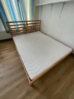 Bed + Matras (160x200cm), Huis en Inrichting, Ophalen, Gebruikt, Beige, 200 cm