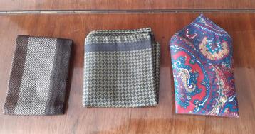 3 Pochetten voor mannenpak beschikbaar voor biedingen