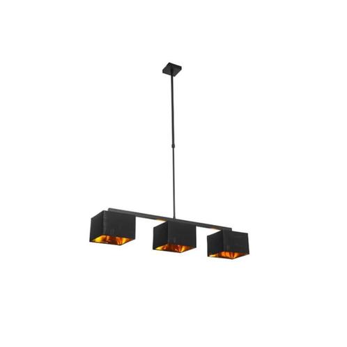 Moderne hanglamp zwart met goud, Maison & Meubles, Lampes | Suspensions, Neuf, Métal, Tissus, Enlèvement