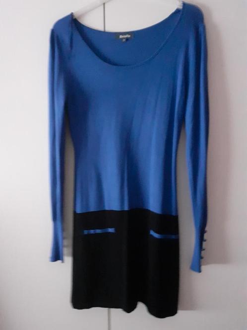 Kobaltblauw kleed met zwarte " rok"  maat M, Kleding | Dames, Gelegenheidskleding, Zo goed als nieuw, Maat 38/40 (M), Zwart, Ophalen