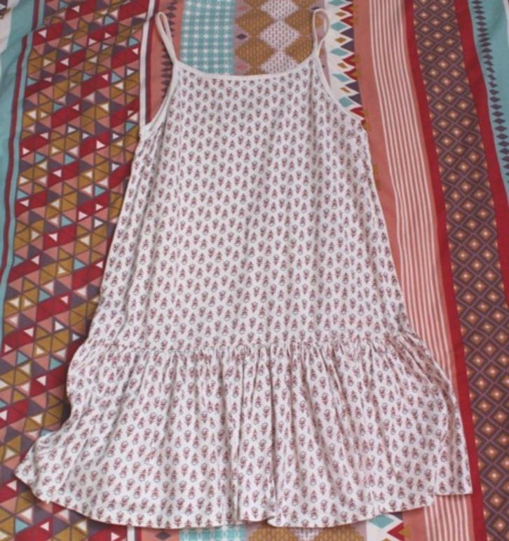 Ecru kleedje met bruine tekeningen erop van La Redoute - 12j, Kinderen en Baby's, Kinderkleding | Maat 152, Zo goed als nieuw