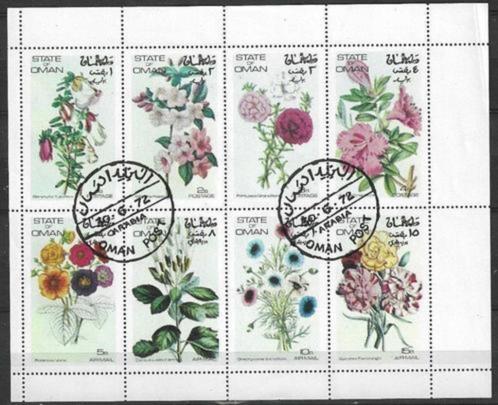 Oman  - Yvert ZNcin - Blok met 8 verschillende bloemen (ST), Timbres & Monnaies, Timbres | Asie, Affranchi, Envoi