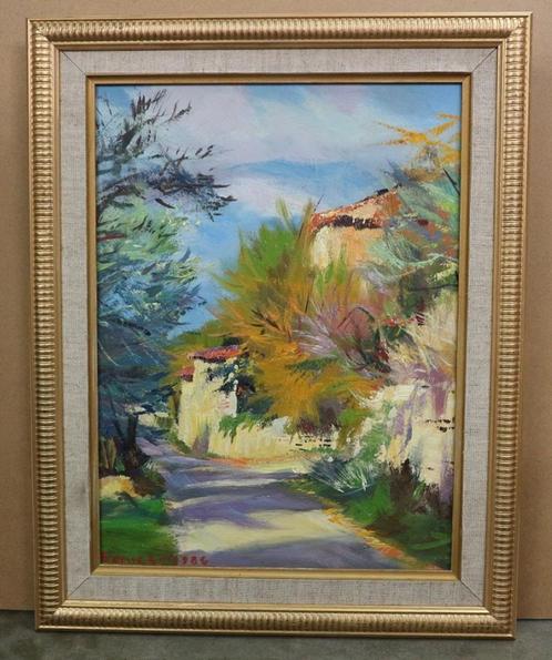 Tony RENIERS, route vers Beaumes-de-Venise, Antiek en Kunst, Kunst | Schilderijen | Klassiek, Ophalen of Verzenden