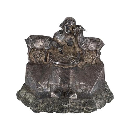 Bronze Argenté Signé Ganuchaud Paul (1881) Femme et Chèvres, Antiquités & Art, Antiquités | Bronze & Cuivre, Bronze, Enlèvement ou Envoi