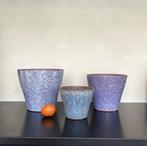 3 x vintage / retro bloempot plantenpot keramiek paars, Tuin, Rond, Ophalen of Verzenden, Zo goed als nieuw