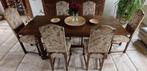 Massieve eiken eettafel met 6 beklede stoelen – karaktervoll, Ophalen, Gebruikt, Klassiek, Eikenhout