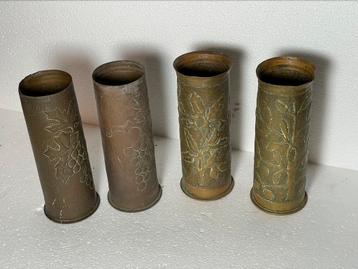 trench art hulzen obussen Eerste Wereldoorlog  - 4 stuks beschikbaar voor biedingen