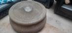 Salontafel Riet + glas legblad, Ophalen, Glas, Rond, 50 tot 100 cm