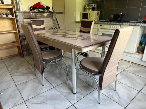 Table à manger + chaises, Maison & Meubles, Tables | Tables à manger, Utilisé, 50 à 100 cm, 100 à 150 cm, Quatre personnes, Rectangulaire