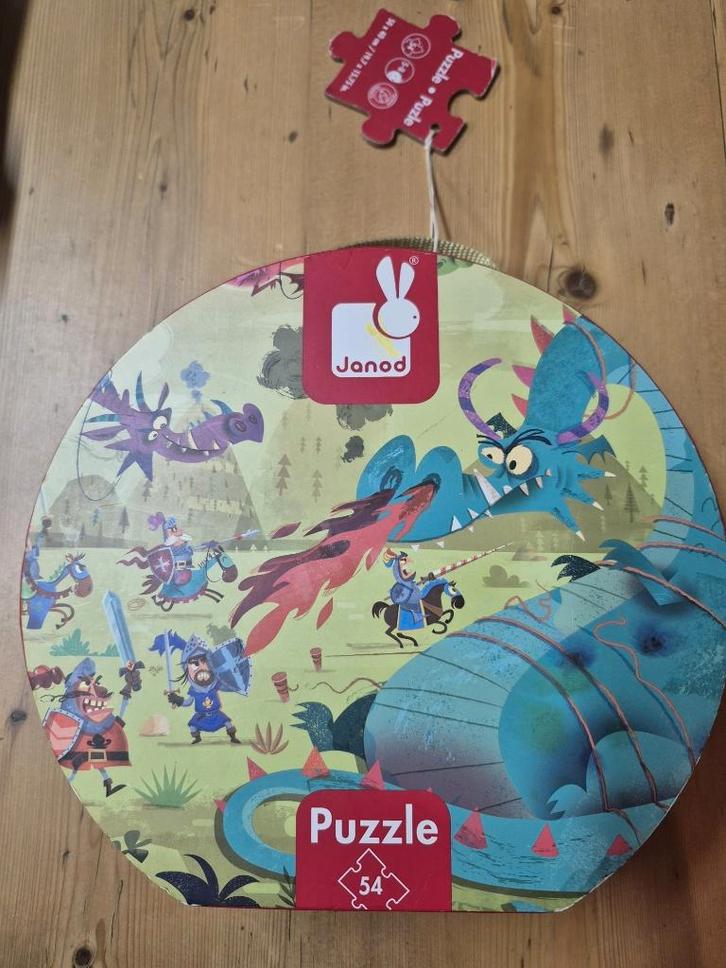 Puzzle Dragons 54 pcs - Janod, Kinderen en Baby's, Speelgoed | Kinderpuzzels, Gebruikt, 6 maanden tot 2 jaar, Meer dan 50 stukjes