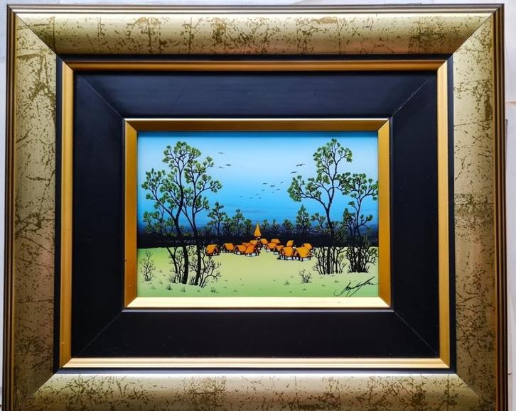 Prachtig schilderij Mile Davidović, Antiek en Kunst, Kunst | Schilderijen | Klassiek, Ophalen of Verzenden