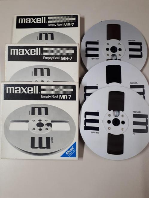 3 Maxell MR-7 metalen spoelen met band, TV, Hi-fi & Vidéo, Enregistreurs audio, Pièce, Avec bandes, Enlèvement ou Envoi