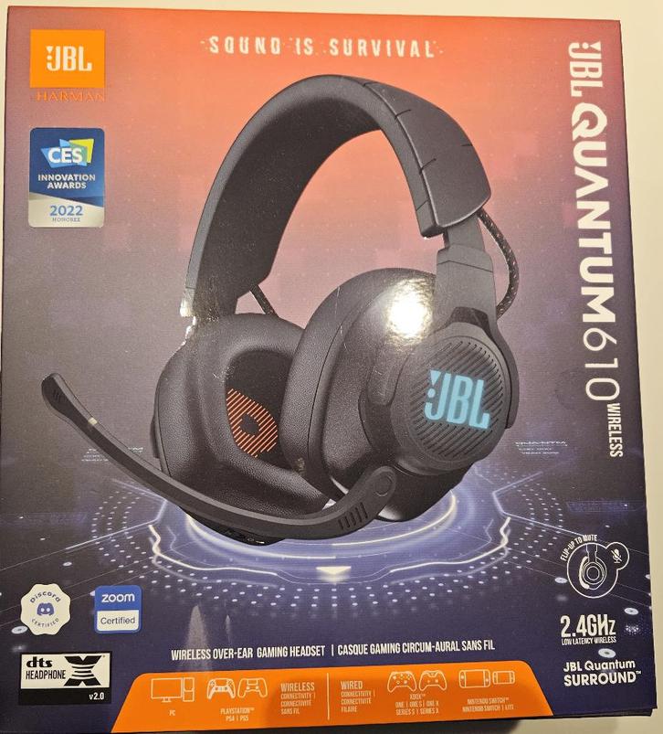 JBL Quantum 610 Headset, Computers en Software, Headsets, Nieuw, Over-ear, Draadloos, Gaming headset, Ophalen